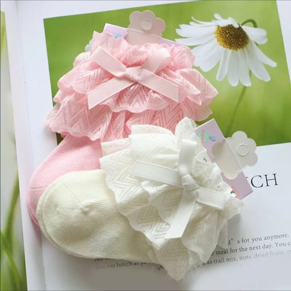 NWT Baby Lace Bows Princess Socks - Picture 3 of 12